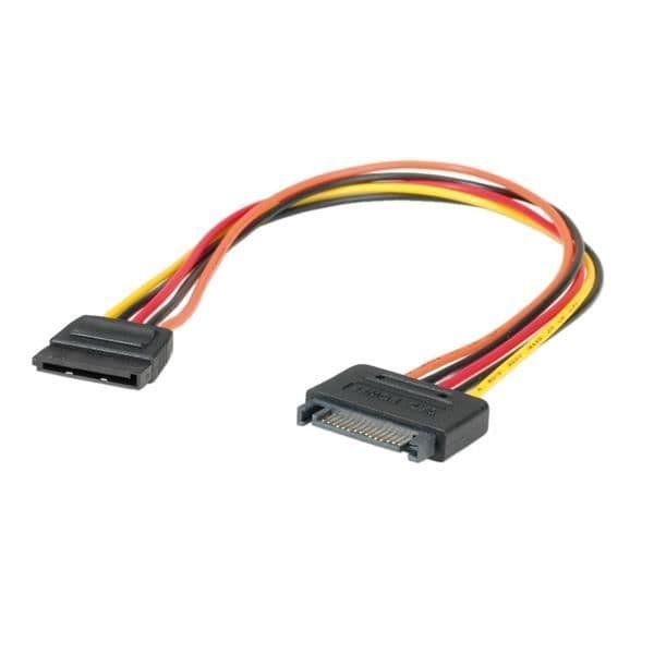 SATA forlængerkabel - ROLINE - 30cm - Han/Hun - Forkromede stik - Sort