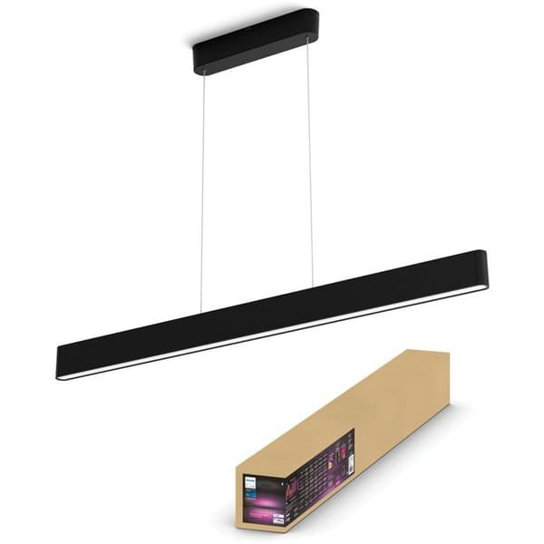 Suspension LED - metal - lineær - moderne - sort - spisestue