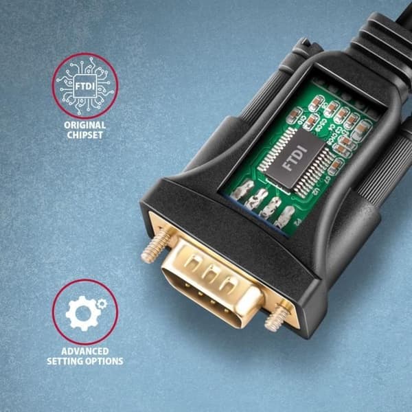 Adapter - AXAGON - ADS-1PQN - RS-232 til USB 2.0 - Chipset FT232RL - Sort
