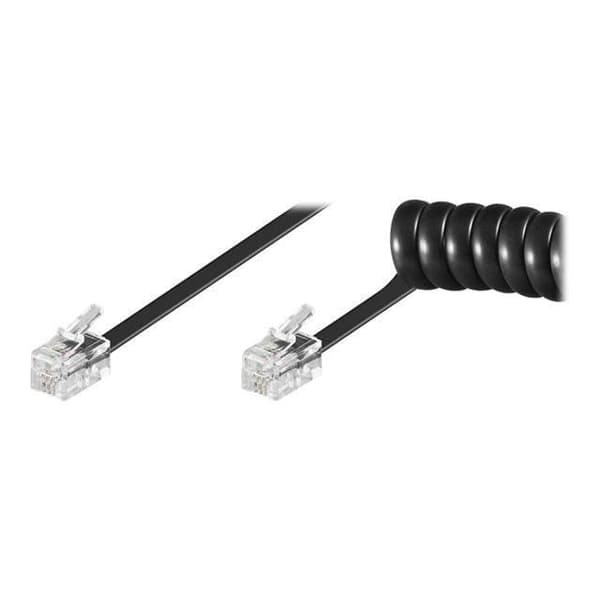 Telefonkabel - GOOBAY - RJ10 - 4m - Sort - Ledning