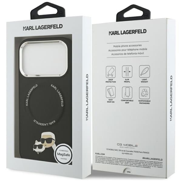 Coque Karl Lagerfeld Læder K&C Pins MagSafe til iPhone 17 Pro - Sort
