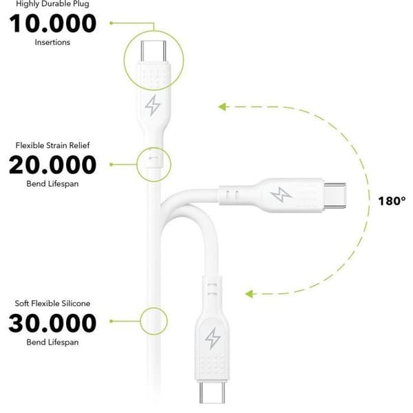 Data kabel - ALZAPOWER - SilkCore - USB-C till Lightning - 1m - MFi - Snabbladdning