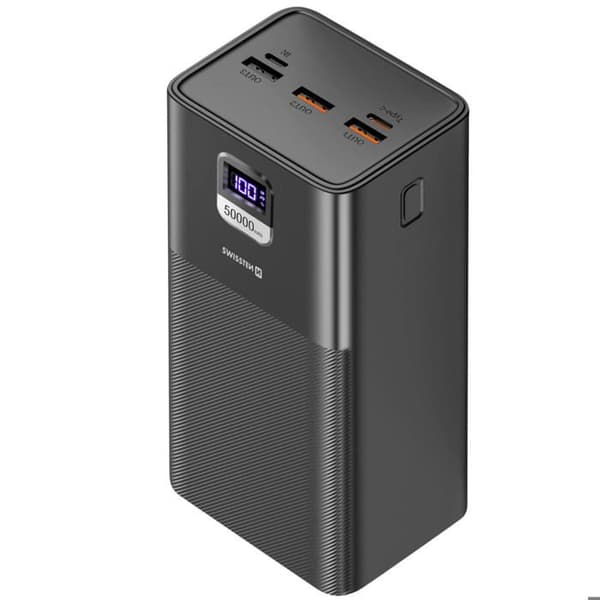 Nødstrøm - SWISSTEN - Power Line Compact - 50000mAh - 100W - Sort