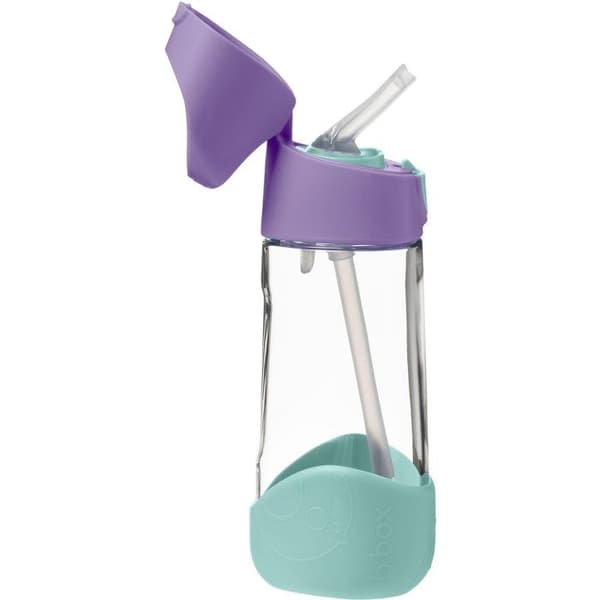 B.box Flaska med sugrör 450 ml lilas pop