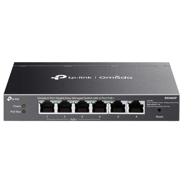 TP-Link ES206GP Switch Gigabit 6 porte (4 PoE+) 65W Sort Let Administreret