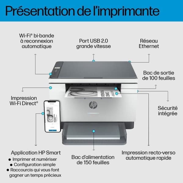 HP Laserjet M234dw multifunktionsprinter i sort/hvid
