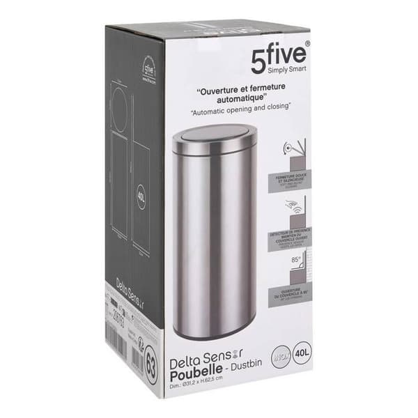 Automatisk affaldsspand "Delta" i sort metal 40L - 5five