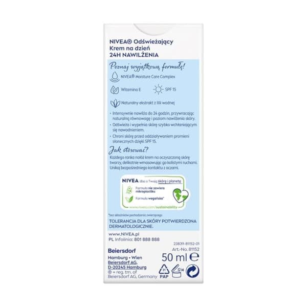 NIVEA 24H HYDRATATION Fräsch dagkräm SPF 15 50 ml