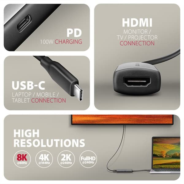 AXAGON USB-C till H-adapter
