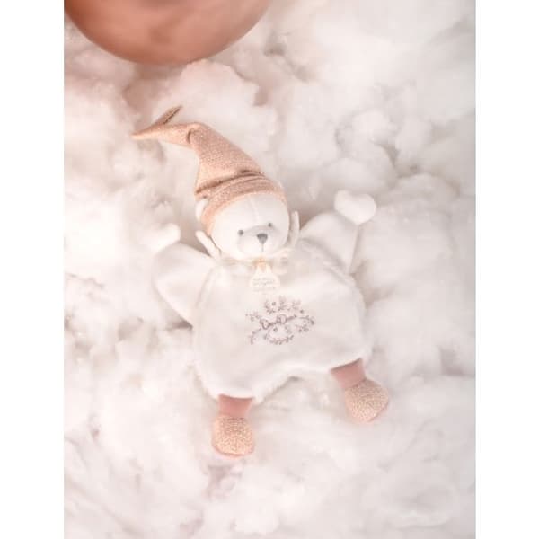 Ours Doudou Cape 25cm Hvid Rosa - DOUDOU ET COMPAGNIE