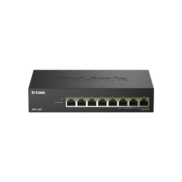 D-Link DMS-108P/E switch 8 portar 2.5G PoE utan hantering metallhölje