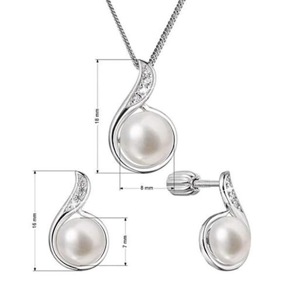 Smyckeset - EVOLUTION GROUP - 29050.1B - Silver - Kubisk zirkon - Äkta pärlor