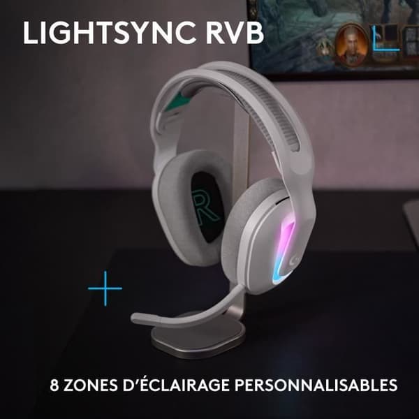 Gaming headset - trådlös - Logitech G - G522 - Lightspeed - Vit