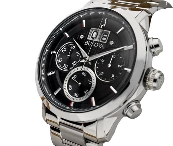 Ur - Bulova - 96B319 - Analog - Rustfrit stål - Sort urskive