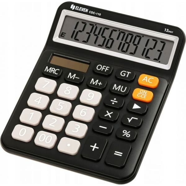 Calculatrice Eleven - CDC110BKE - Kontorregner, sort, grå knapper, CDC110BK