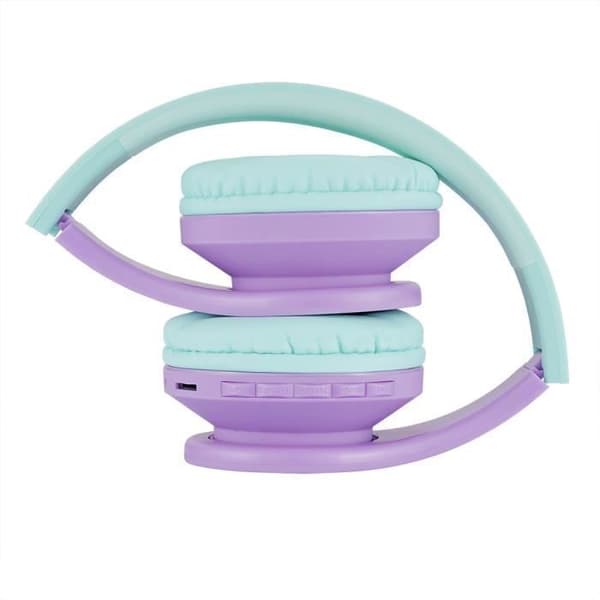 Barnhörlurar - POWERLOCUS - P1Kids - Bluetooth - Teal-Violet - Fällbar