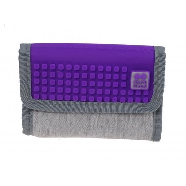 Plånbok - 13 cm - Grå/Lila - Polyester - Dragkedja