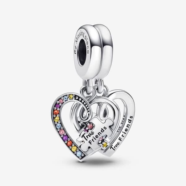 Charm Berlock - PANDORA - Separabel Vänskap - Sterling Silver - 2 Hjärnor - Grå