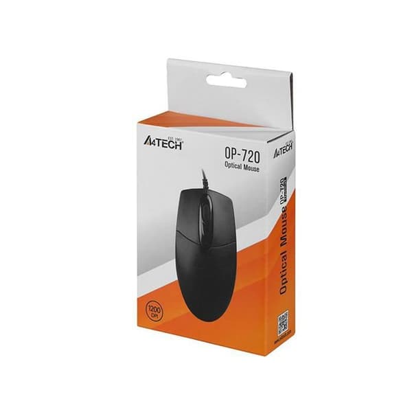 Mus för PC A4 TECH OP-720 - Svart - Kabelansluten - Optisk - Scrollhjul