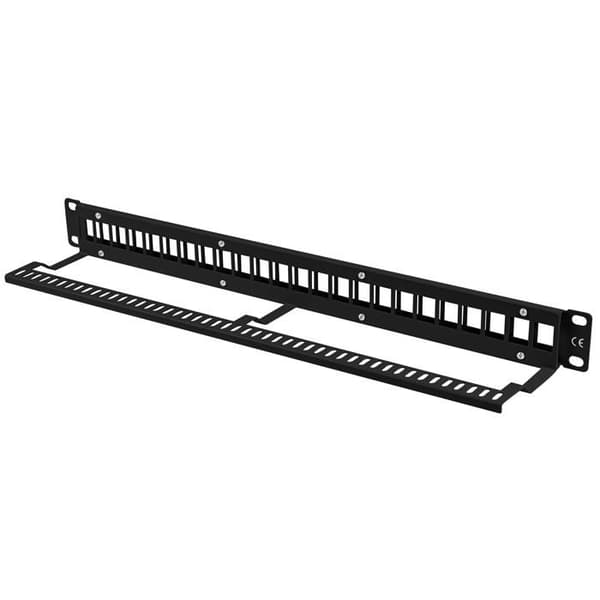 Patchpanel - Lanberg - PPKS-1024-B - 24 pladser - Kompatibel med Keystone - Sort RAL9004