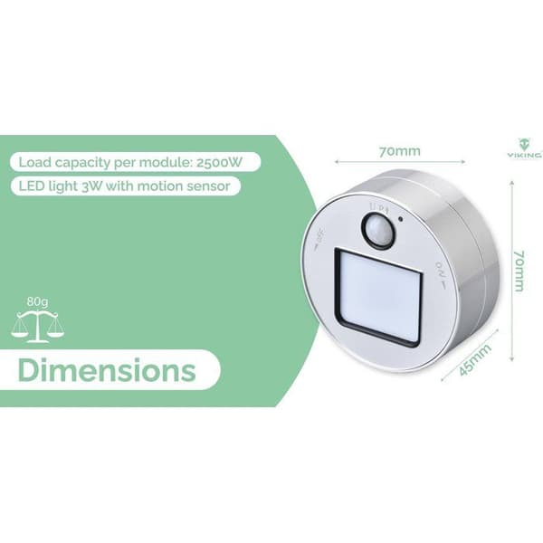Stik - VIKING - A20B - LED 3W - Bevægelsessensor - 230V 16A