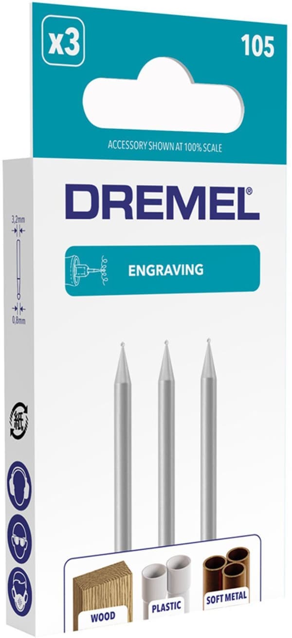 Frais til gravering DREMEL 105 - Sæt med 3 - ø 0,8mm - Skulptur og præcisionsgravering