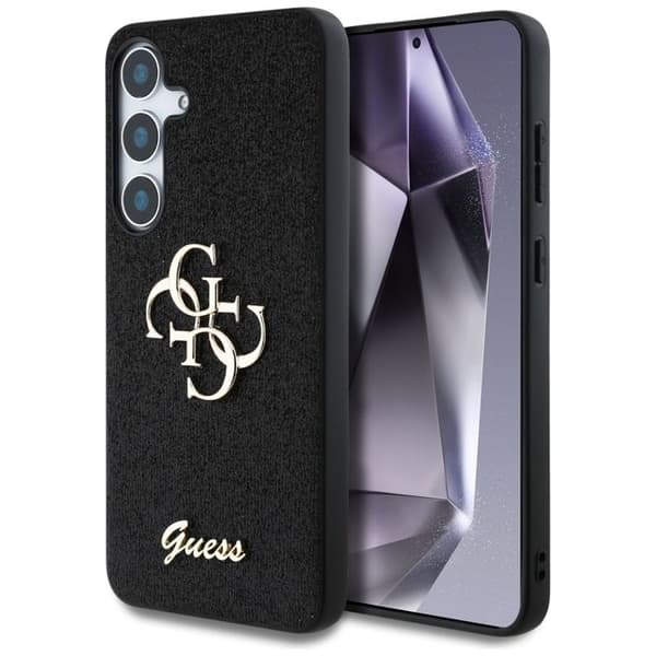 Coque Guess Glitter Script Big 4G Logo til Samsung Galaxy S25 - Sort