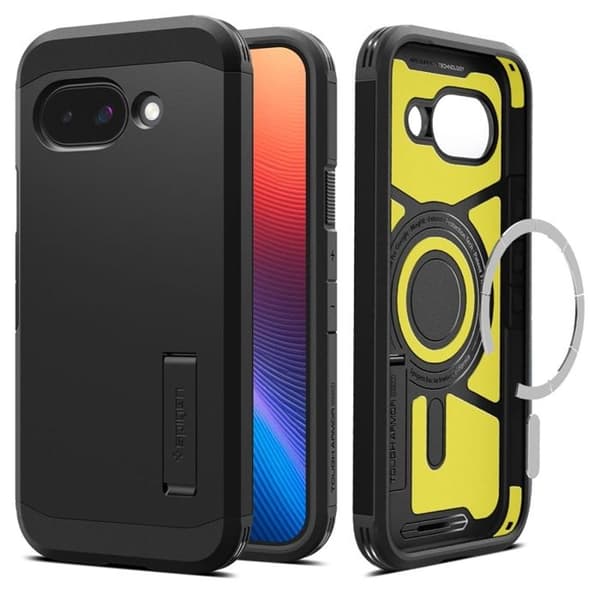 Coque - Google Pixel 9a - Spigen Tough Armor MagSafe - Svart - Stötsäker - Hård