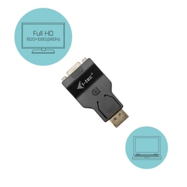 Videoadapter - I-TEC - DP2VGAADA - DisplayPort till VGA - 1920x1080 - Svart