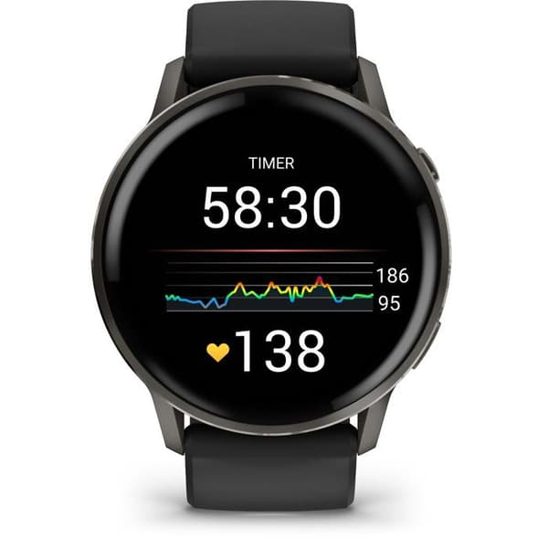 GPS-ur med forbindelse - GARMIN - Venu 4 - 45 mm (1,4") - Grå med sort silikonearmbånd