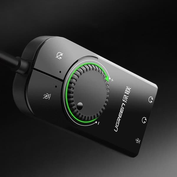 USB audioadapter til 3x Jack - Ugreen - 40964 - Sort - Volumenkontrol - OTG