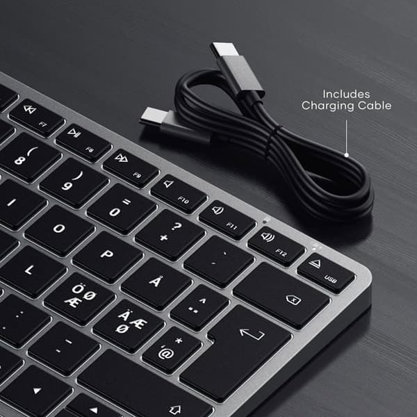 Tastatur - Satechi - Slim X1 - Bluetooth - USB-C - Baggrundsbelyst QWERTY Grå