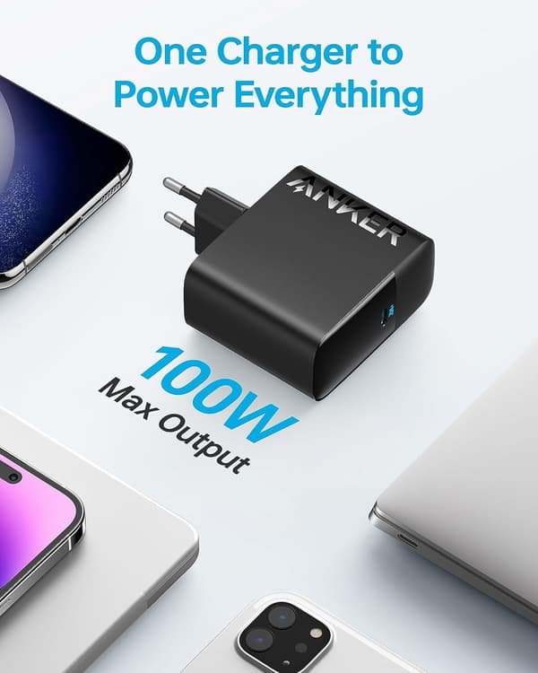 Anker 100W USB C-lader, PIQ 3.0 Kompakt Hurtiglader