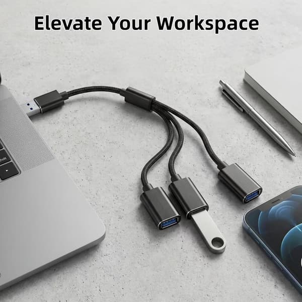 NÖRDIC USB-C/A-keskitin 3xUSB-A:lle