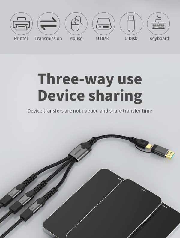 NÖRDIC USB-C/A-keskitin 3xUSB-C:hen