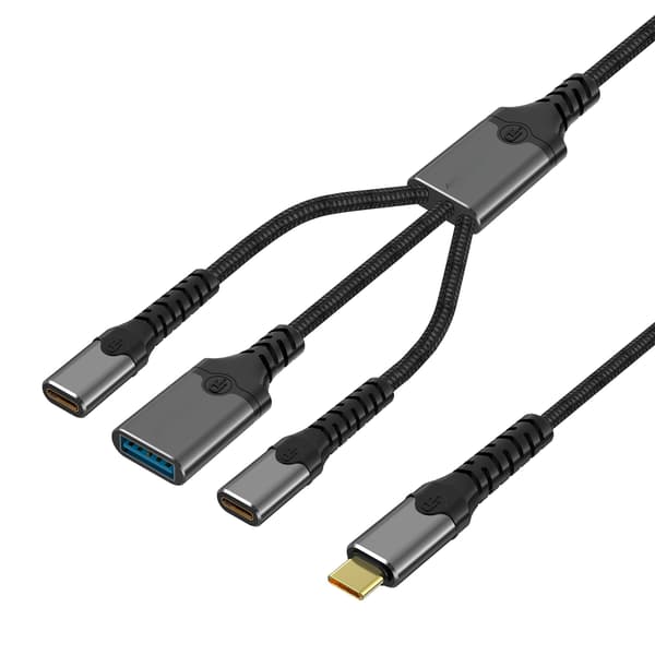 NÖRDIC USB-C Hub til 1xUSB-C PD60W 1xUSB-C 1xUSB-A