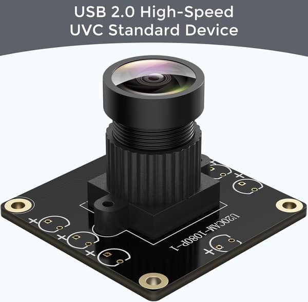 Camera Modul 1080P USB2.0 UVC 130° Wide Angle, Plug & Play for PC, Raspberry Pi, Jetson Nano and SBCs. Supports Windows, Linux, Android and Mac OS.