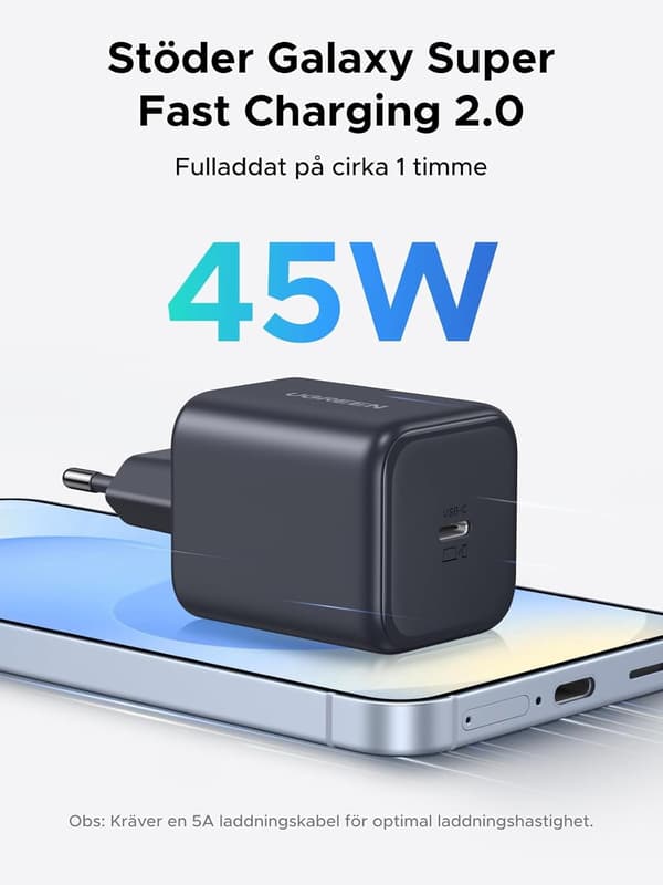 UGREEN USB-C Oplader 45 W PPS GaN Hurtigoplader PD Opladeradapter