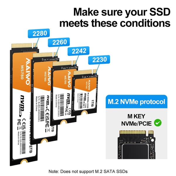 Maiwo K3015P4 4-plats M.2 NVMe SSD USB4.0 Dock, Klonare/Duplicator, Stöder 1-till-3 Offline-kloning & Programvaru-RAID, 40Gbps kompatibel med Thunderb