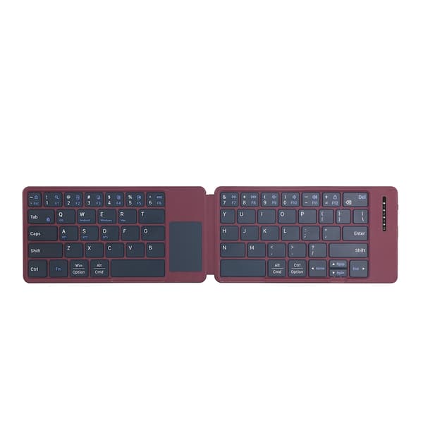 NÖRDIC Bluetooth-tastatur med touchpad, ultratyndt bærbart til Windows/Mac/iOS/Android, kompakt foldbart design til tablet, telefon, pc Rød US Layout