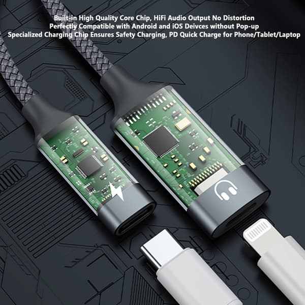 NÖRDIC USB-C–Lightning AUDO- ja PD60W-lataus