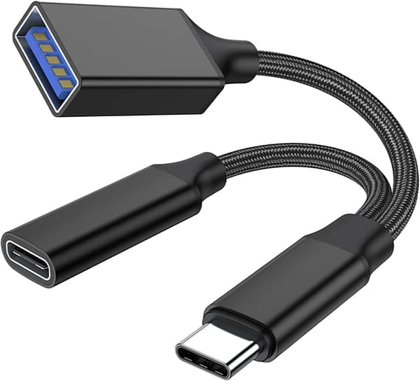 NÖRDIC USB-C til USB-A og USB-C PD60W opladningsadapter 13cm