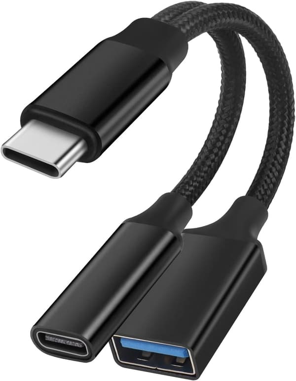 NÖRDIC USB-C til USB-A og USB-C PD60W ladeadapter 13cm