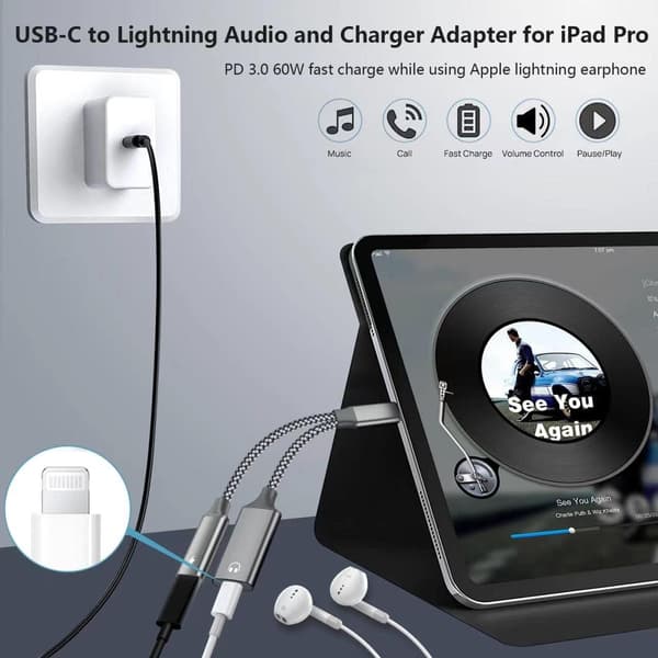 NÖRDIC USB-C till Lightning AUDIO och PD60W laddning