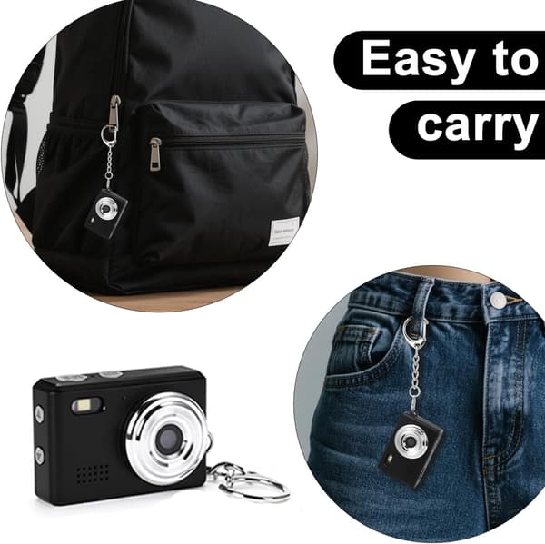NÖRDIC Mini Digital Camera Keychain Tiny Pixel Hd 1080p Retro 0,96\" skærm
