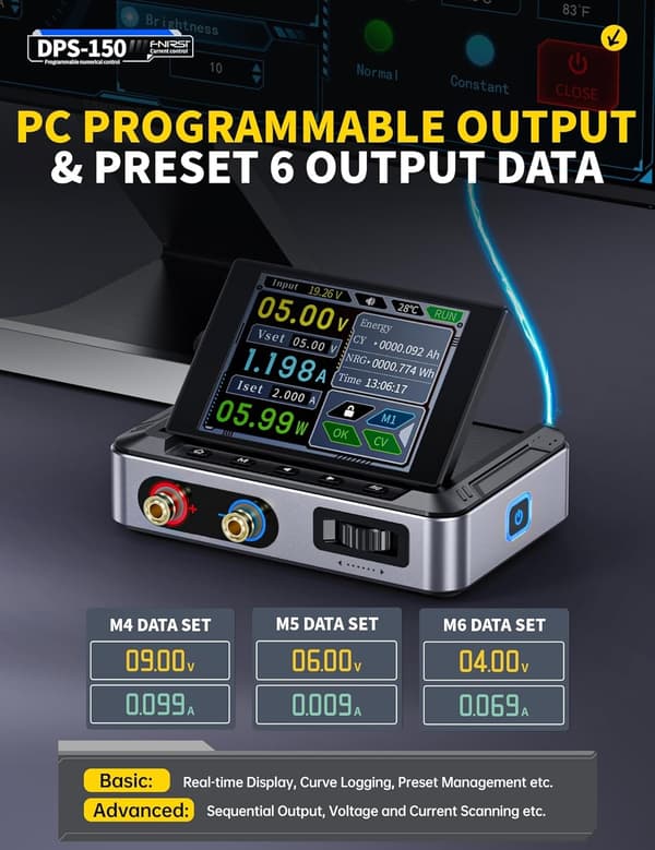 FNIRSI Mini DC Justerbar CNC Programmerbar Regulert Switching Strømforsyning