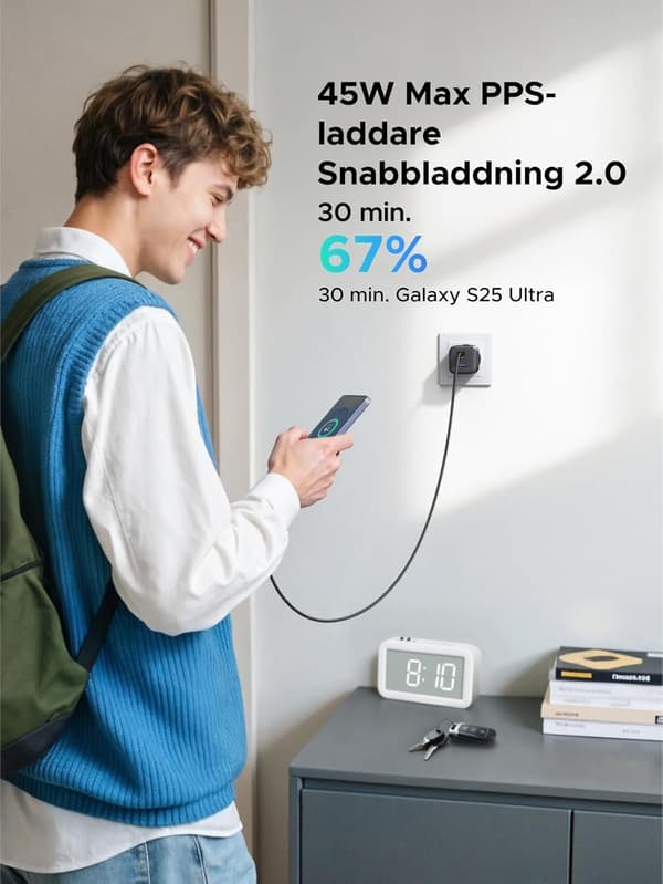UGREEN 45W USB C-lader 3-porter, PPS hurtiglader