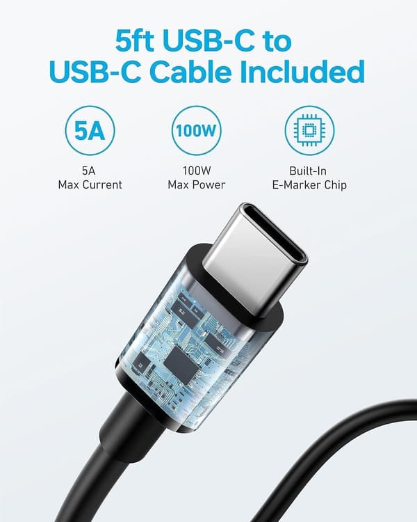 Anker 100W USB C-oplader, PIQ 3.0 Kompakt Hurtigoplader