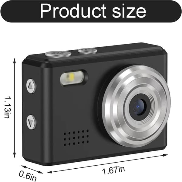 NÖRDIC Mini Digital Camera Keychain Tiny Pixel Hd 1080p Retro 0,96\" skærm