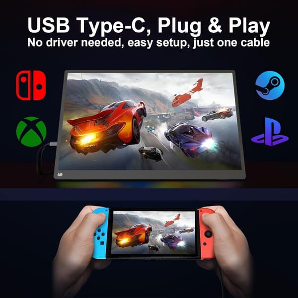 USB Touchscreen Bærbar Skærm 15.6\" til Bærbar Computer, FHD 1080P IPS
